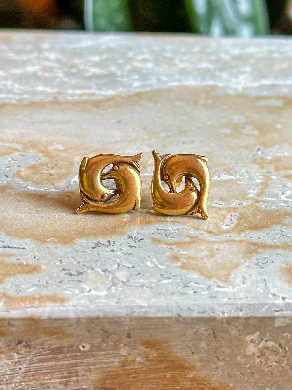 Vintage 14K gold Museum of Modern Art dolphin earrings